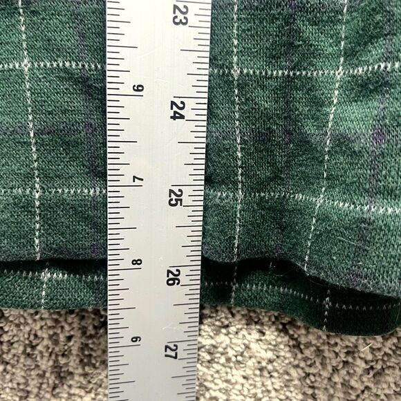 L.L. Bean Freeport Maine Waffle Shirt Mens Large Green Plaid Cotton Henley Neck - Picture 6 of 10